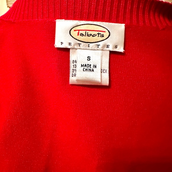 Talbots petite women’s silk solid red one-button cardigan sweater size small EUC - Picture 5 of 11